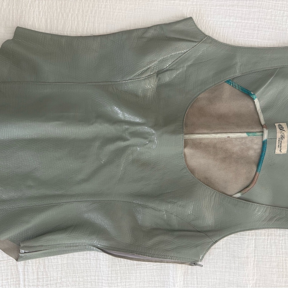Blumarine Sage Green Leather Women's Vest